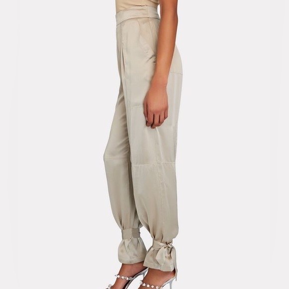 NWT NICHOLAS Erato high waist Tapered Silk pant trousers with cuff tabs in fog - Picture 3 of 8